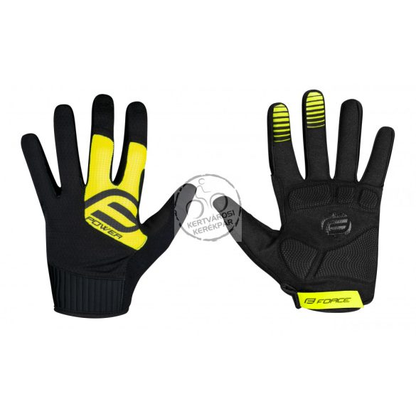 FORCE POWER kerékpáros kesztyű fekete-fluo