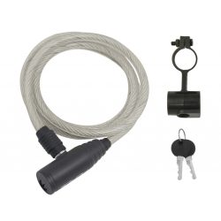 FORCE ECO spirál kerékpáros zár kulcsos 1200/8mm ezüst