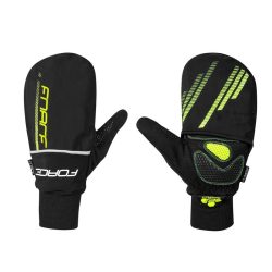 FORCE COVER kerékpáros kesztyű téli fekete-fluo