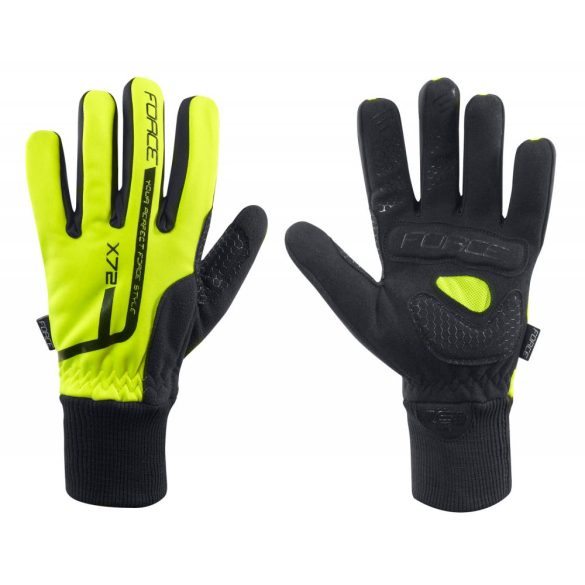 FORCE X72 kerékpáros kesztyű téli fluo