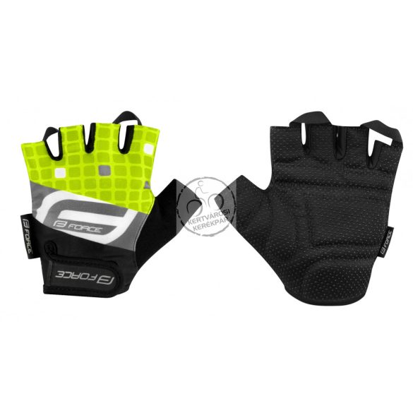 FORCE SQUARE kerékpáros kesztyű fluo